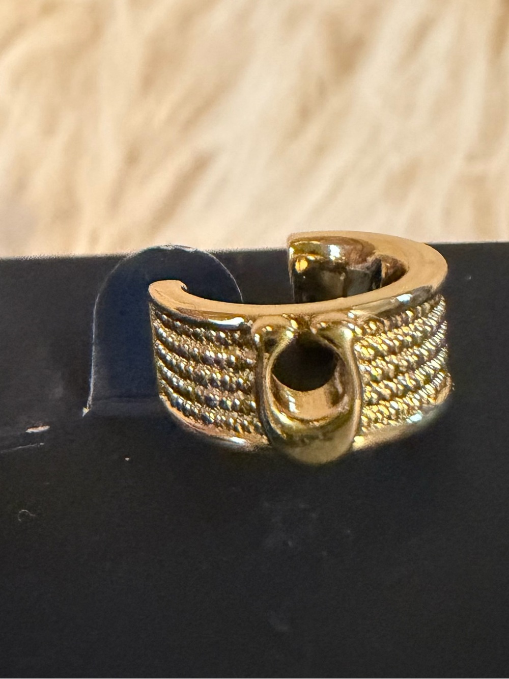 Coach Gold-Tone Textured C Huggie Hoop Earrings - Picture 5 of 6